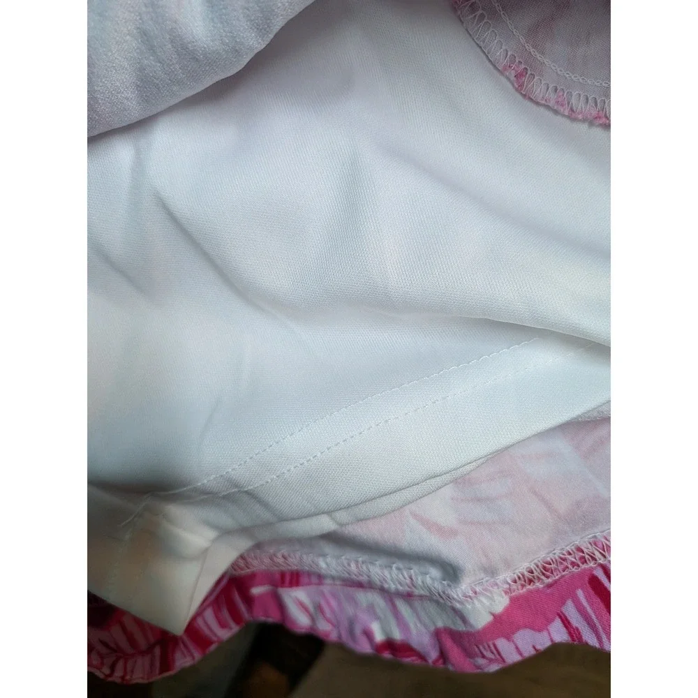 Casey‎ Key Pink Palm Leaf Scalloped Hem Skort Petite Small Tropical Resort Mini
